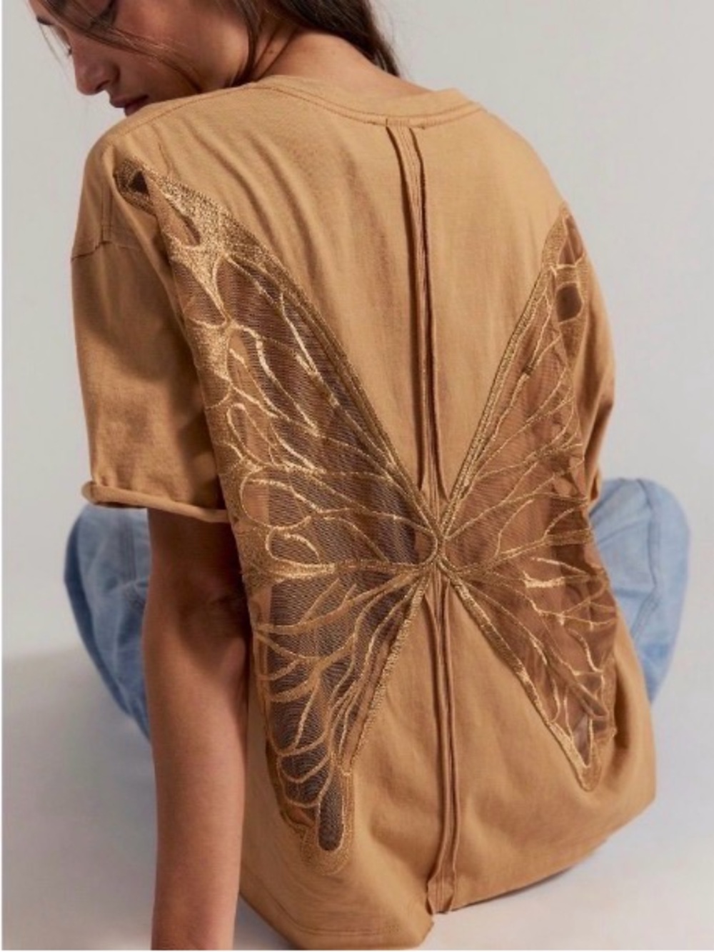 Tricia Fix x Free People Butterfly Tee in Gold Medium